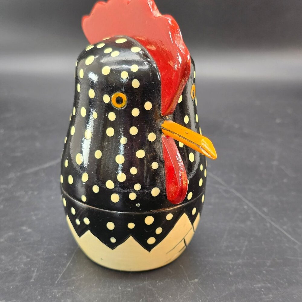Polka Dot Wooden Chicken Nesting Dolls Set By Authentic Models 5" CR2031